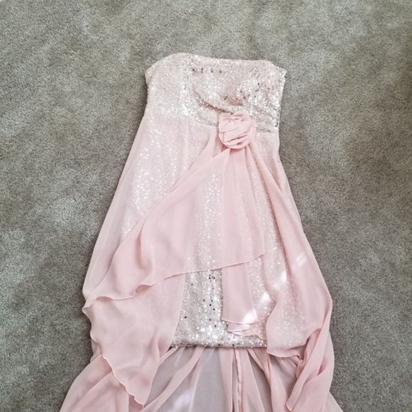 David’s Bridal Sequin mini dress sheer high low size 5 - Picture 2 of 8
